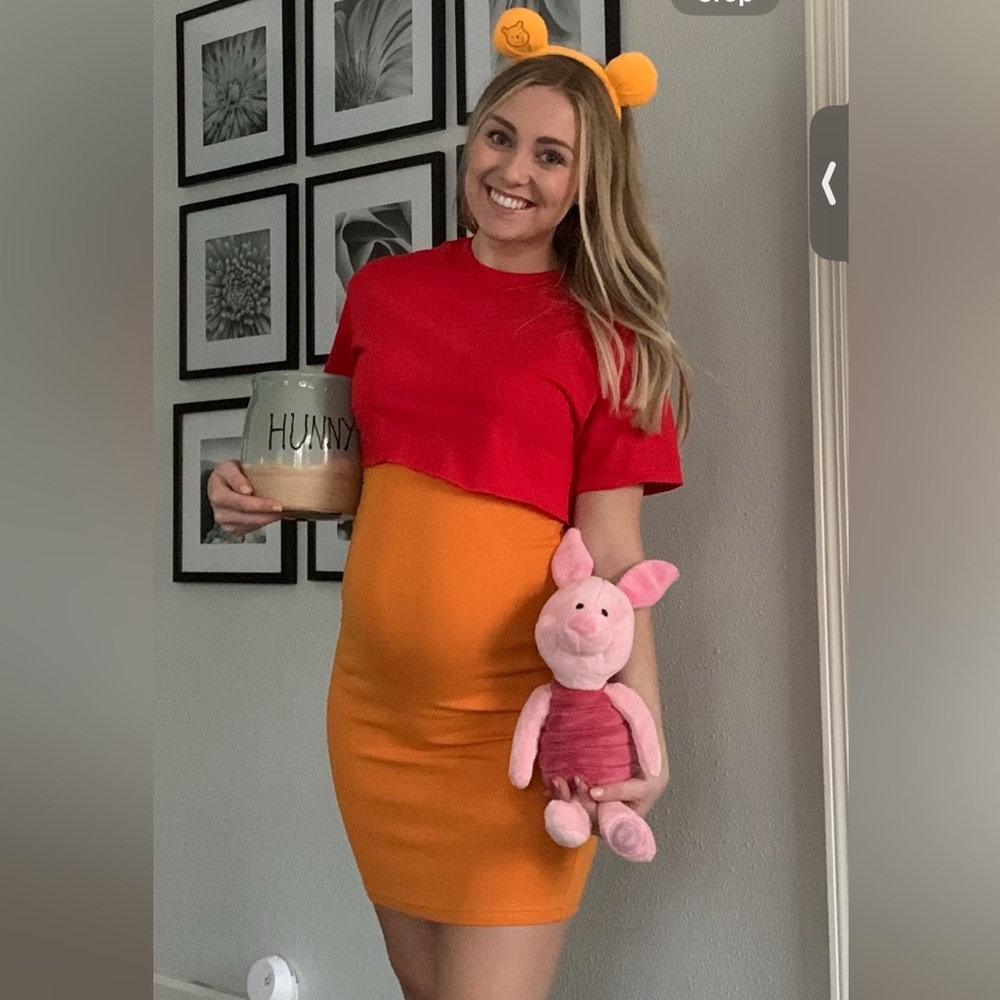 Orange Ribbed Mini Dress - Picture 2 of 6